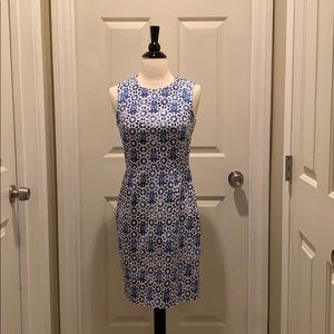 Calvin Klein Blue and White Sheath Dress